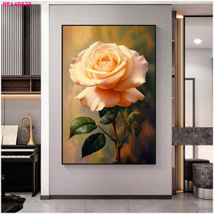 Entrega rápida Impresionante pintura al óleo de Rosa en tonos melocotón Decoración para sala de estar Pintura con arte floral elegante - Product Image 5