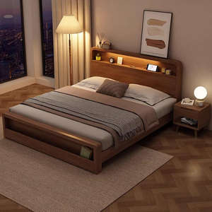 Lit <span class=keywords><strong>king</strong></span> size en bois massif avec lit de rangement au design moderne, doté de caractéristiques écologiques et d'économie d'espace - Product Image 1