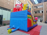 Château gonflable commercial en PVC sur le thème de l'éléphant avec toboggan, combo pour enfants, idéal pour les événements et la location.