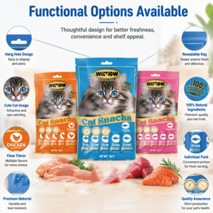 WIMOW Snacks Líquidos para Gatos, Tiras <span class=keywords><strong>de</strong></span> Puré <span class=keywords><strong>de</strong></span> Atún, Salmón y Pollo, 15g, 5 Unidades, Sin Granos, Sin Almidón, Para Gatitos y Adultos, OEM ODM - Product Image 3