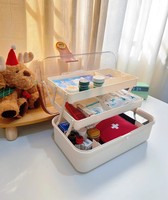 Boîte de rangement pour médicaments et cosmétiques en plastique PP à 3 couches avec poignée, design pliable, écologique et durable, trousse de premiers soins à domicile