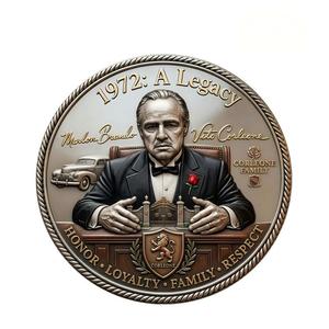 Moneta Commemorativa Il <span class=keywords><strong>Padrino</strong></span> Vito Corleone, Moneta Commemorativa 3D in Bronzo Anticato con Custodia in Acrilico, Souvenir da Collezione Cinematografico - Product Image 3