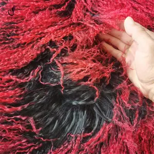 Fabrika toptan tedarik Tibet kuzu kürk halı renkli oturma odası uzun kıvırcık gerçek moğol kuzu kürk alan kilim