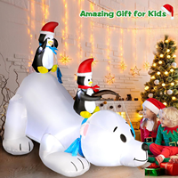 Ours polaire et pingouins gonflables de 7 pieds avec éclairage LED, décoration de Noël gonflable pour la cour, la pelouse, les fêtes en plein air, la maison