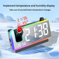 Réveil numérique à grand écran LED avec projection, calendrier perpétuel, affichage de la température et de l'humidité, design moderne pour chambre à coucher