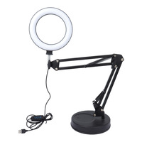 Support de téléphone intelligent avec anneau lumineux LED pour photo et vidéo, microphone, lampe d'enregistrement, tablette, ordinateur portable, ordinateur de bureau, support de table, pince, support