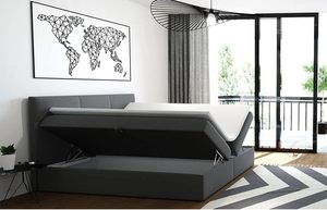 Lit Moderne Luxueux Écologique avec <span class=keywords><strong>Sommier</strong></span> Tressé en Velours, Rangement, Relevage à Gaz, Rembourrage Capitonnée et Base en Bois avec Ressorts Ensachés - Product Image 4