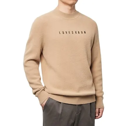 Custom High Quality Mens Crew Neck Cashmere Merino Wool Sweater Letter Embroidery Sweater Men