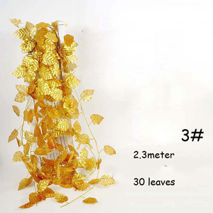 Feuilles <span class=keywords><strong>de</strong></span> <span class=keywords><strong>vigne</strong></span> artificielles en gros, décoration du Nouvel An chinois, <span class=keywords><strong>guirlande</strong></span> <span class=keywords><strong>de</strong></span> feuilles dorées artificielles en rotin - Product Image 3
