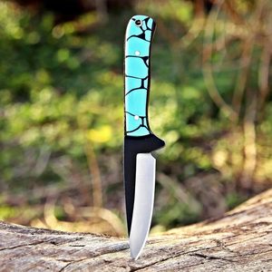 Cuchillo Artesanal Profesional de Acero Inoxidable Damasco 12C27 con Punta de Gota y Agujero para el Dedo, EDC, para Campamento, Rescate, Caza y Actividades al Aire Libre Multifuncionales - Product Image 5