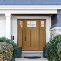 Fenêtre en verre transparent moderne Hemlock 5 Lite Porte extérieure d'entrée Porte pivotante avec deux feux latéraux pour la maison