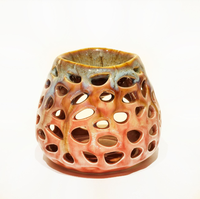 Brûleur d'huile aromatique en céramique vintage, diffuseur de parfum sculpté ajouré, chauffe-bougie décoratif pour la maison, chambre et bureau