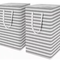 Panier moderne rayé gris Durable pliable panier de tri multifonction vente en gros vêtements sales panier de rangement