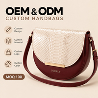 Tas Selempang Kulit Bermotif Ular GORFIA, Tas Bahu Setengah Bulan untuk Wanita, Produsen Logo Kustom Mewah OEM ODM