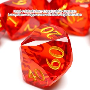 Dés DND en résine rouge à facettes, prisme <span class=keywords><strong>de</strong></span> flamme 7 pièces, dés RPG, dés polyédriques tranchants, fabrication <span class=keywords><strong>de</strong></span> dés - Product Image 2