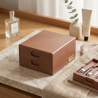 Ensemble de manucure professionnel 13 pièces en acier inoxydable avec tiroir double couche et miroir intégré, incluant coupe-ongles et outils pour cuticules