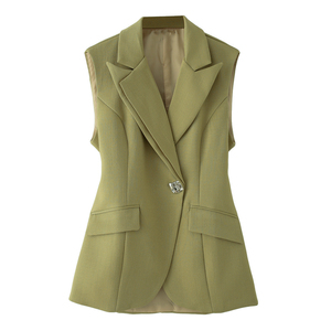 SHENZHU ZA Nouvelle Collection Automne 2025 <span class=keywords><strong>Gilet</strong></span> de Costume Sans Manches <span class=keywords><strong>Mi</strong></span>-longue Ajusté à Taille Creuse et Un Bouton pour <span class=keywords><strong>Femme</strong></span> 29572 - Product Image 1