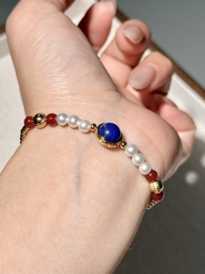 UM Jewelry 925 Sliver Sunset Coast <b>Bracelet</b> Wholesale Natural Freshwater Pearl and <b>Red</b> Agate For Unisex Daily Wear - Product Image 5