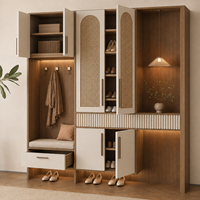 Banc de rangement en rotin tressé Wabi-Sabi moderne sur mesure, en bois, pour entrée, salon, villa, organisateur de chaussures, directement de l'usine