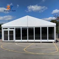 Tente en verre moderne pour salles d'exposition, pavillon transparent spacieux de 20x30m pour salons professionnels, événements commerciaux, conférences industrielles