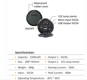 Aluminum Housing Portable Auto Jump Starter Emergency Tool Car Jump Starter <strong>Mini</strong> <strong>Battery</strong> <strong>Booster</strong> - Product Image 5