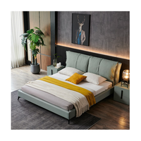 Meubles de chambre à coucher de haute qualité au design moderne, lit capitonné simple nordique, lit en cuir