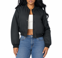 Blouson bomber en nylon court pour femme, veste de baseball légère à boutons-pression pour streetwear personnalisé