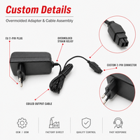 Adaptateur secteur AC/DC à prise UE, chargeur mural à découpage avec câble de sortie à connecteur 2 broches sur mesure, assemblage OEM