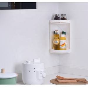 Mobiletto Girevole Portaoggetti per Spazzolini e <span class=keywords><strong>Shampoo</strong></span>, <span class=keywords><strong>Mensola</strong></span> per <span class=keywords><strong>Doccia</strong></span>, Ripiani da Cucina, Scaffale Angolare in Plastica - Product Image 2