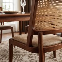 Chaise de salle à manger en bois massif et rotin de luxe pour hôtel et restaurant, prix de gros