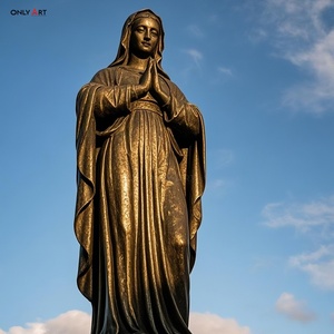 Religión Iglesia Católica Grande Decoración moderna para exteriores Artesanía de metal Latón Fundido Tamaño real Virgen María Orando Estatua de bronce Escultura - Product Image 2
