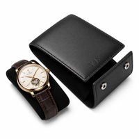 Étui de voyage de luxe pour montre avec logo personnalisé, boîte de rangement portable pour une seule montre, organisateur de montres en cuir PU, emballage cadeau