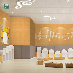 Tiange Oem 9/12Mm <span class=keywords><strong>tablero</strong></span> de fibra de poliéster ignífugo insonorizado forma especial tallado panel de pared acústico de techo para restaurantes - Product Image 2