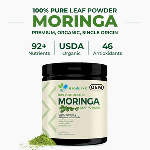 Fournisseur chinois en gros, OEM, marque privée, <span class=keywords><strong>poudre</strong></span> d'extrait de feuille de <span class=keywords><strong>Moringa</strong></span> 100% pure biologique 8OZ, complément alimentaire - Product Image 2