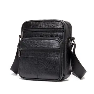Men's leather satchel head layer cowhide shoulder bag men Europe and the United States retro soft leather men's small backpack