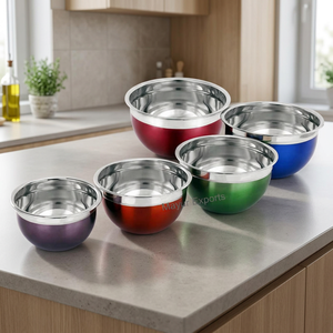 Premium Color Coated Stainless Steel German Bowl Heat Resistant and <b>Stackable</b> for Kitchen Efficiency Available For Sale - Product Image 4