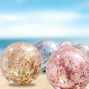 Ballon de plage gonflable en PVC scintillant style football avec paillettes, jouet de piscine pour enfants et adultes, jeux aquatiques d'été, décoration de fête et de plage, 20 pouces - Product Image 1