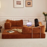 Sofá Cama Modular de Tela, Plegable, de Doble Uso, con Relleno de Esponja, Diseño Moderno Vintage para Sala de Estar de Apartamentos Pequeños