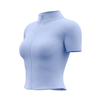 Veste de yoga respirante à haute élasticité, haut de sport moulant pour la course, sensation peau nue, fitness, manches courtes, pour femmes adultes