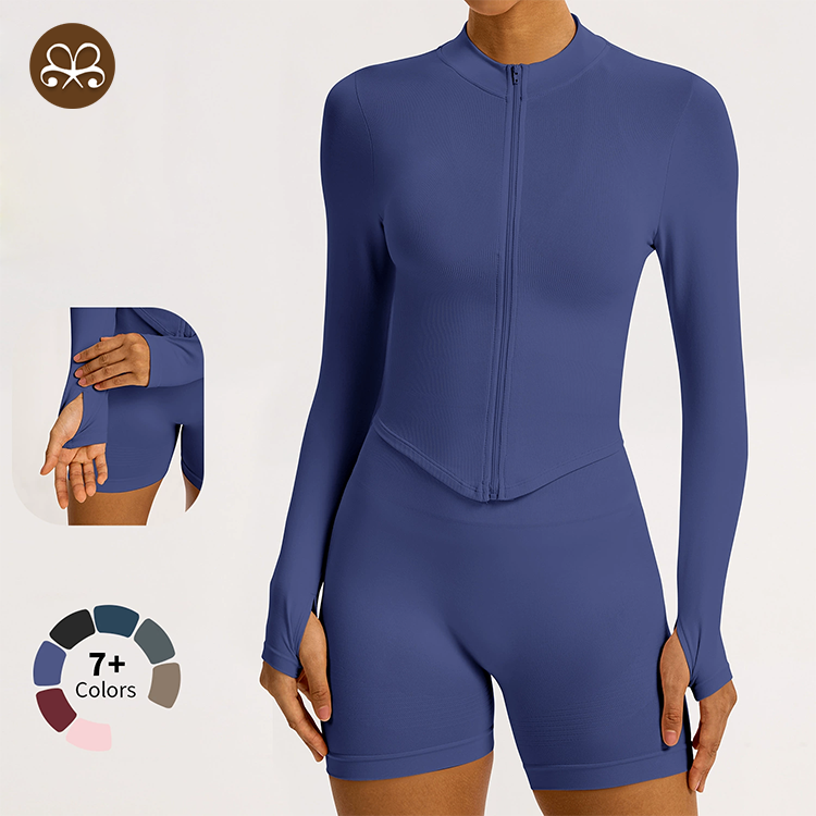 In Stock High Quality Full Zip Yoga Top Fitness Gym Workout Slim Fit Women's Long Sleeves Jacket