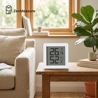 ZenMeasure Hygrothermographe numérique élégant version mini avec cadre ultra-fin alimenté pour les hôtels Hygromètre