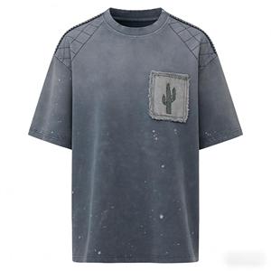 Proveedor OEM Profesional de Camisetas Streetwear: Bordado de Cactus, Estilo Vintage, Marca Personalizada, Venta al Por Mayor - Product Image 1