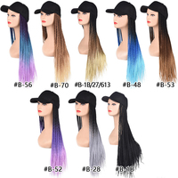 Peluca Julianna Larga de 24 Pulgadas con Trenzas Box Braids de Fibra Sintética Arcoíris Resistente al Calor, 180% de Densidad, con Gorra de Béisbol Transparente