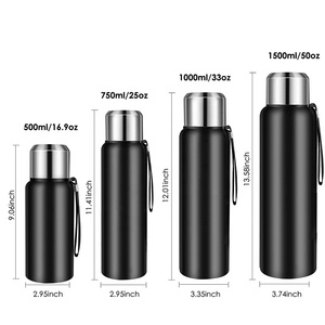 Bouteille isotherme sous vide à grande capacité 1,5 L avec tasse, en acier inoxydable, pour café, boissons chaudes et froides, gourde à eau - Product Image 3