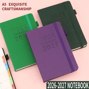 สมุดแพลนเนอร์ภาษาอังกฤษปี 2026-2027 แบบข้ามพรมแดน ปฏิทินรายปี สมุดแพลนเนอร์แบบมีสายรัด คู่มือเพิ่มประสิทธิภาพการทำงาน สมุดโน้ตแบบปรับแต่งได้ กล่องของขวัญ - Product Image 3