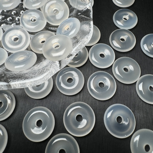 진진 천연 얼음 투명 마노 15mm 평화 버클 펜던트 루즈 비즈 쥬얼리 DIY 팔찌 스페이서 NGTC 인증 - Product Image 1