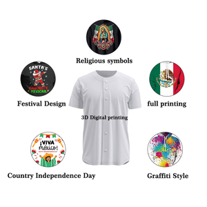 Maillot de baseball du World Baseball Classic avec drapeau du Mexique pour les joueurs de baseball, 100% polyester, respirant, séchage rapide, col en V, motif imprimé - Product Image 6