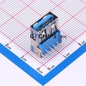 USB30-02-T1-BL USB Connector Bent Lead Through Hole Connector Type-A Female Right Angle Insert - Product Image 1