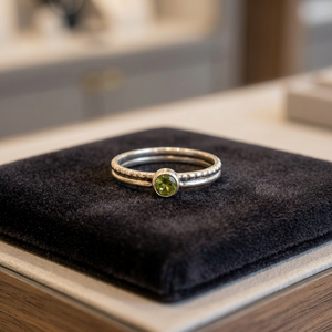 925 Sterling Silver Onyx & <b>Peridot</b> Birthstone Minimalist Bezel Set Stackable Gemstone <b>Ring</b> August Birthstone Jewelry - Product Image 3