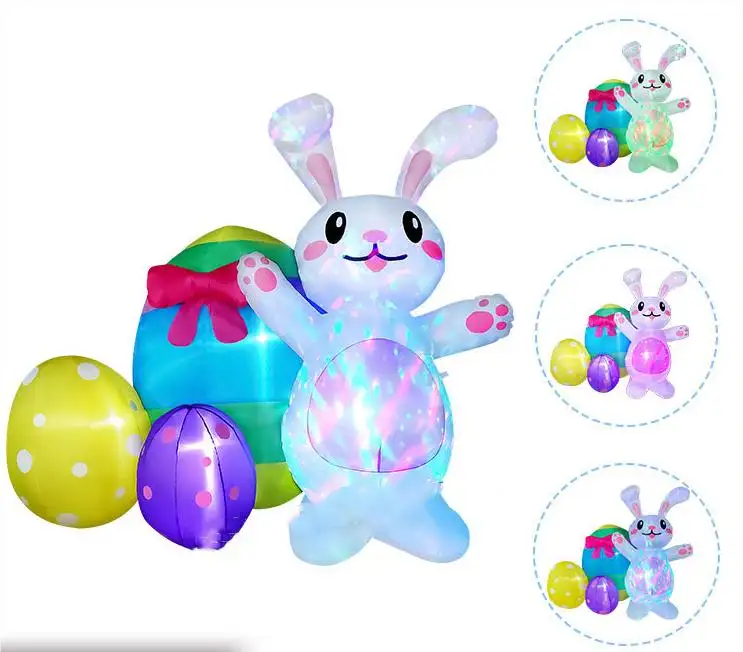 New Design Holiday Inflatables Easter Decorations Bunny With Eggs Built-in LED Light